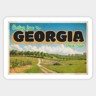 Greetings from Georgia - Vintage Travel Postcard Design Sticker